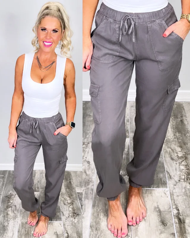 women's straight-leg pantsCargo Jogger Pants - Grey