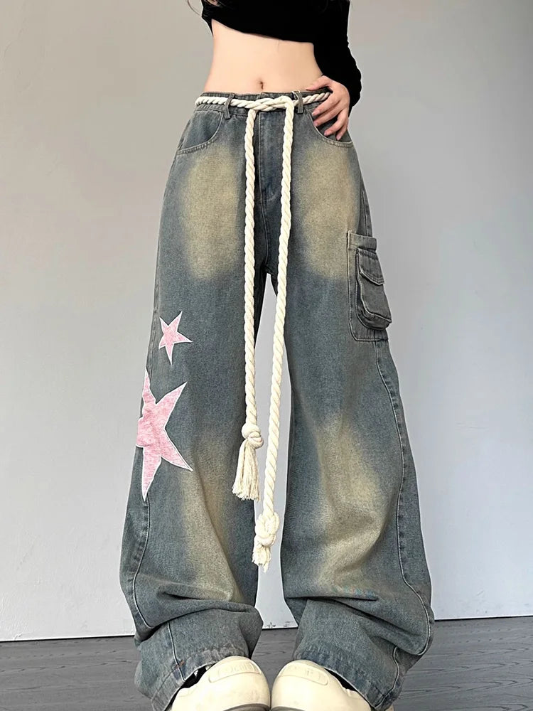 women's waterproof pantsFashionSierra - Women Fashion Wide Baggy Vintage Korean Patchwork Oversized Trouser