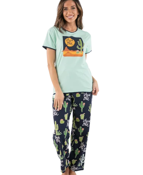 women's cropped pantsLazy One Women's Blue Stuck in Bed Regular Pj Set