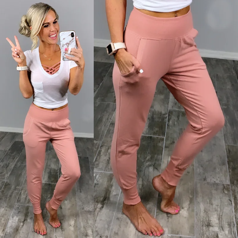 women's dress pantsLounging Around Joggers - Rose