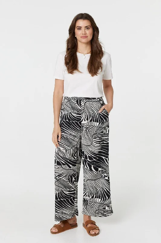 women's straight-leg pantsPrinted High Waisted Wide Leg Trousers