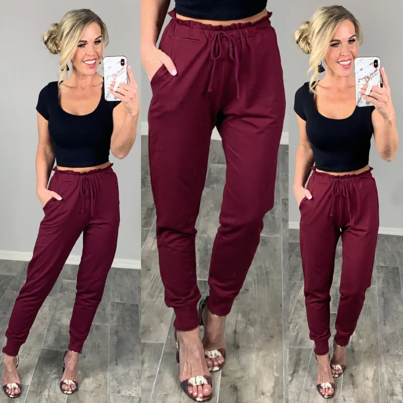 women's clubbing pantsPerfect Pocket Joggers - Burgundy