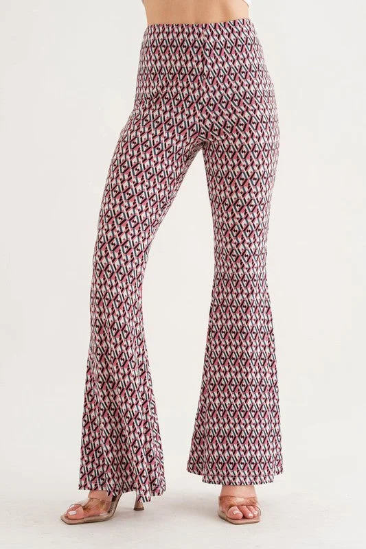 women's hot pantsPINK GEOMETRIC PRINT WIDE-LEG PANTS BT6605NPA