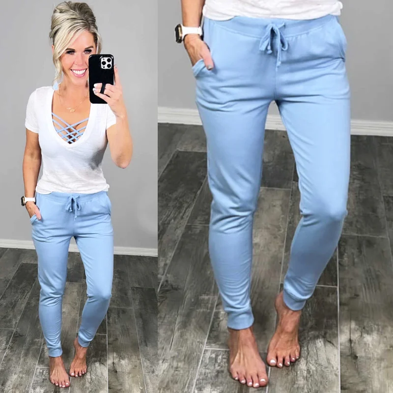 women's mini pantsSky Blue Pocket Joggers