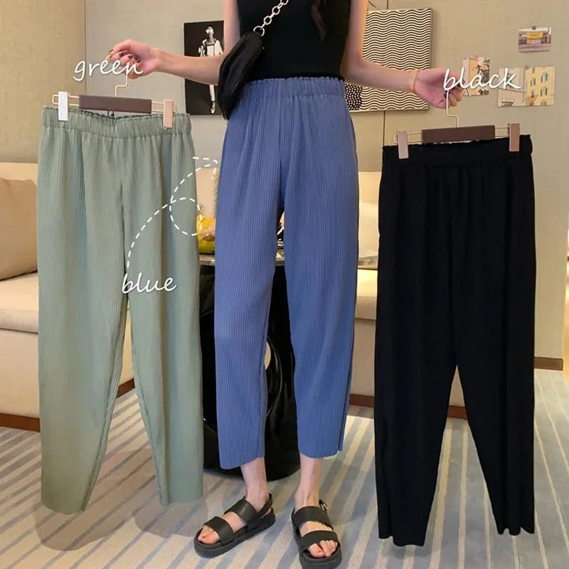 women's hot pantsFashionSierra - Wide Leg High Waist Loose Ankle-Length Capri Pants