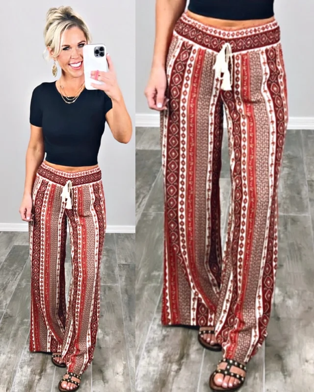 women's spring pantsYou Say It Best Smocked Waist Printed Pants