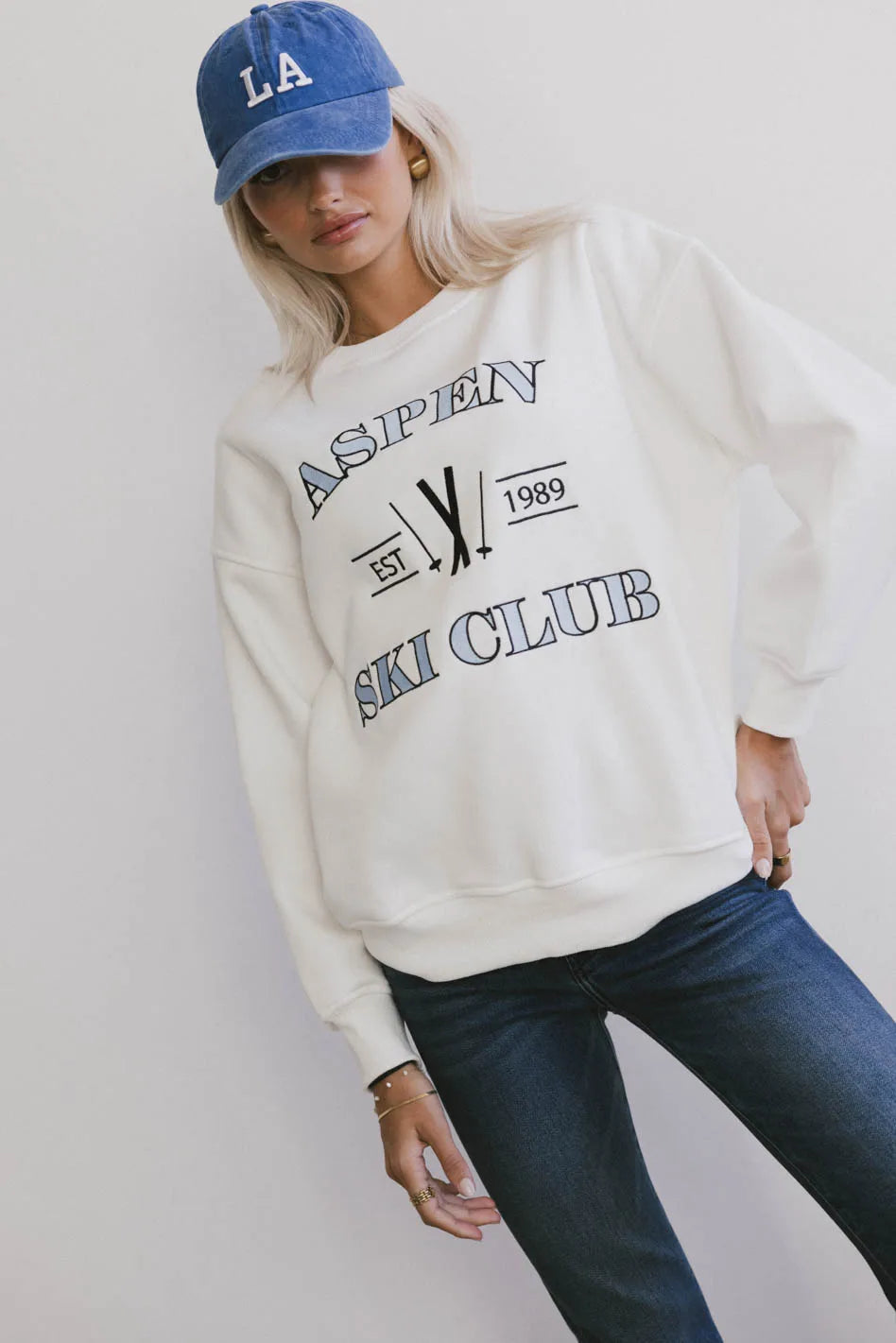 women's curve-hugging dressesAspen Ski Club Crewneck