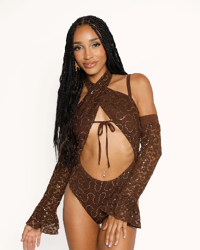 women's long-sleeved dressesFlitteriffic Halter Bodysuit