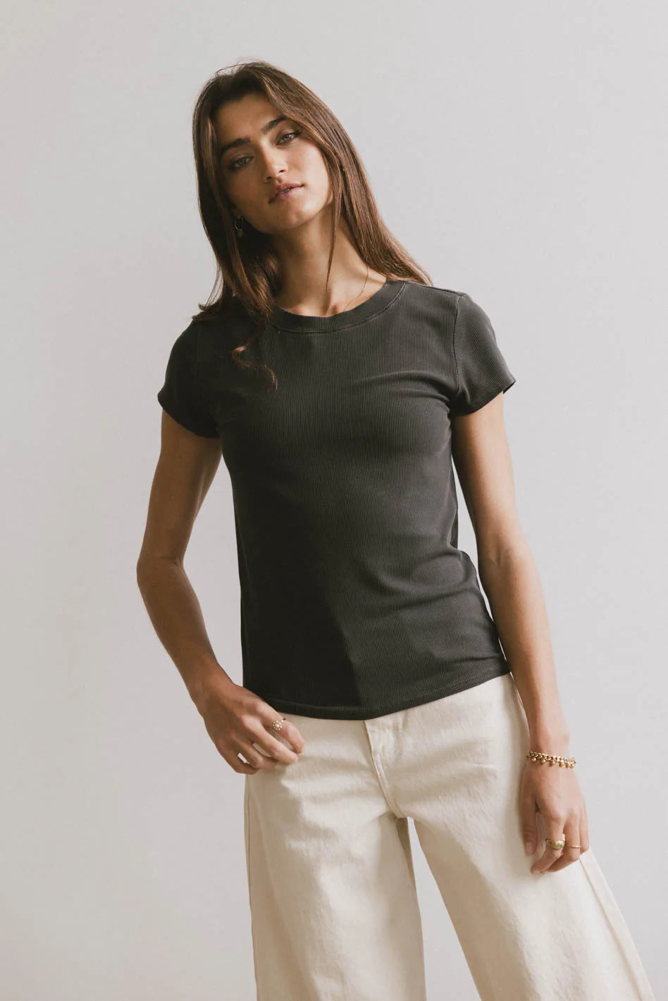 women's tall dressesOpal Ribbed Tee in Charcoal