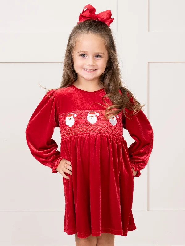 women's floral dressesRuby Santa Smocked Velvet Dress