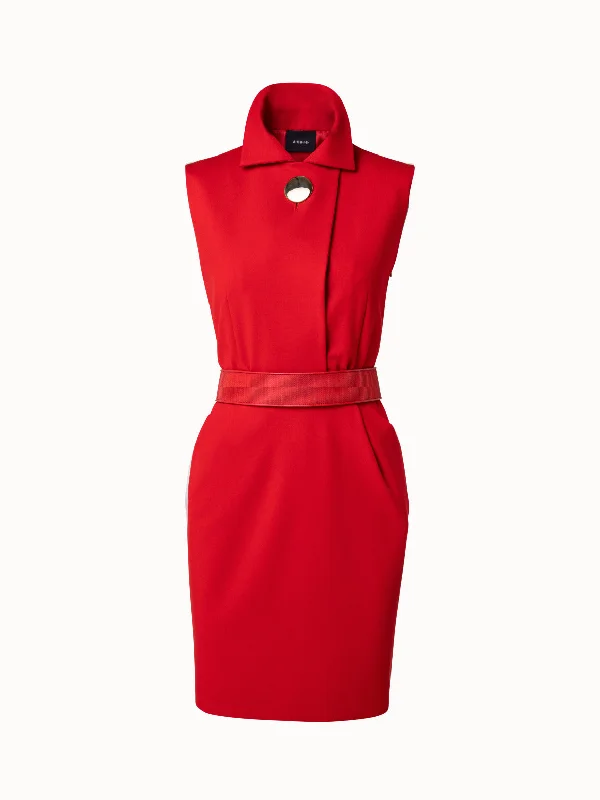 women's versatile dressesViscose Wool Jersey Dress with Horsehair Belt