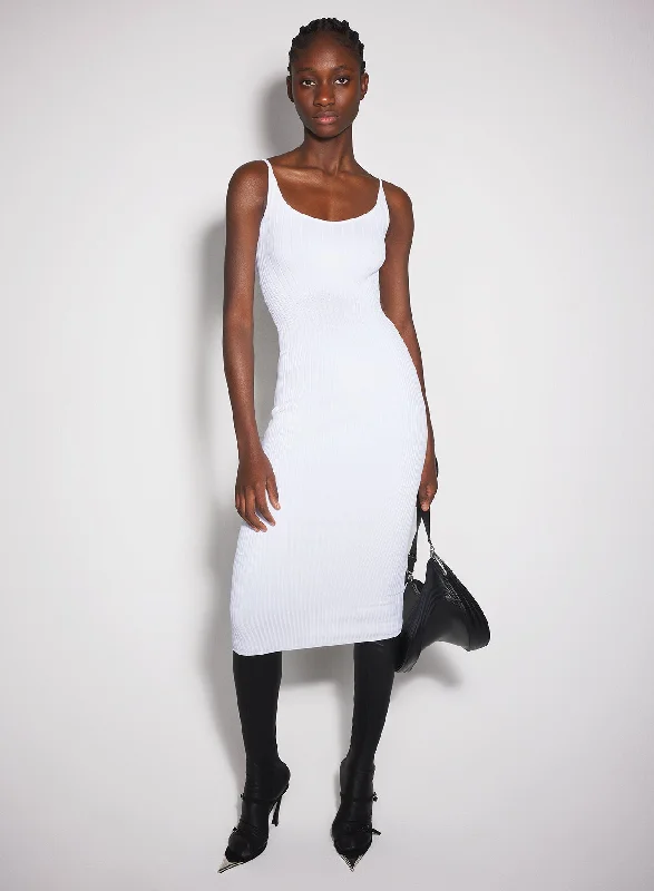 women's eco-friendly dresseswhite sculpting knit dress