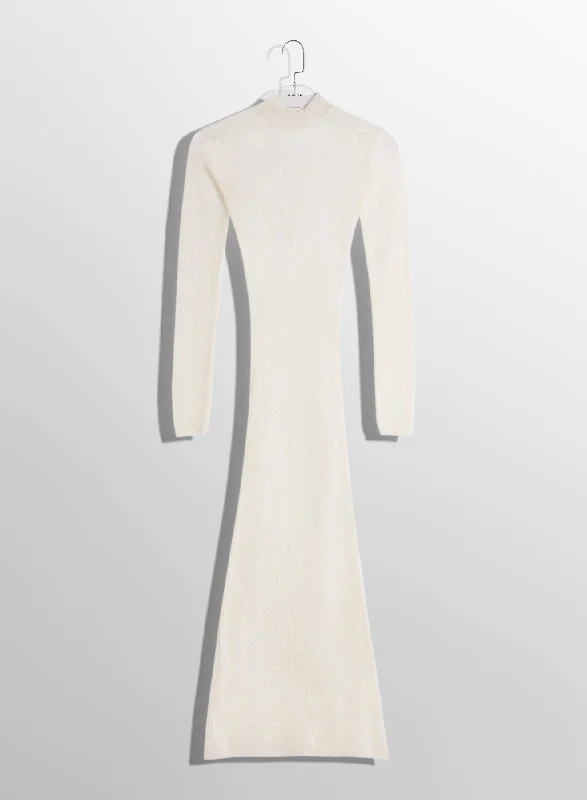 women's high-end dresseswhite sheer knit dress