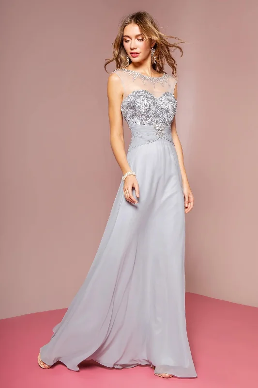 women's unique dressesSequin Embellished Chiffon Long Prom Dress