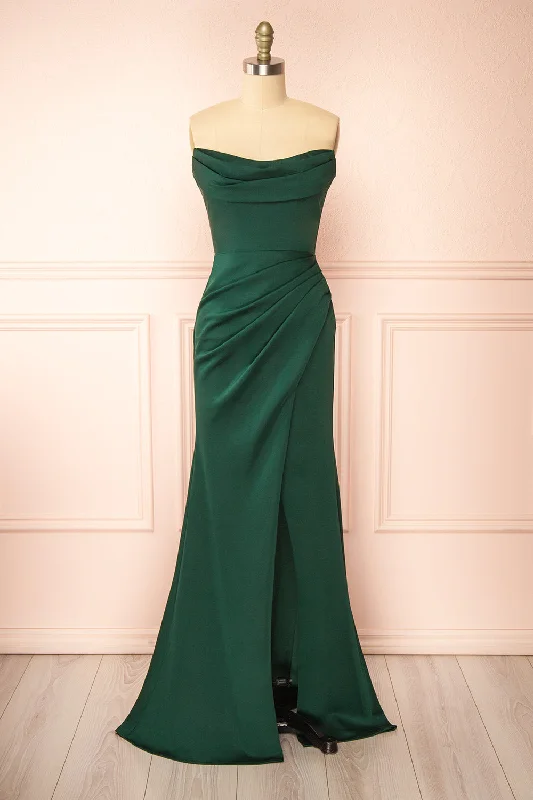 women's vintage dressesAilsa Green | Strapless Gown w/ High Slit