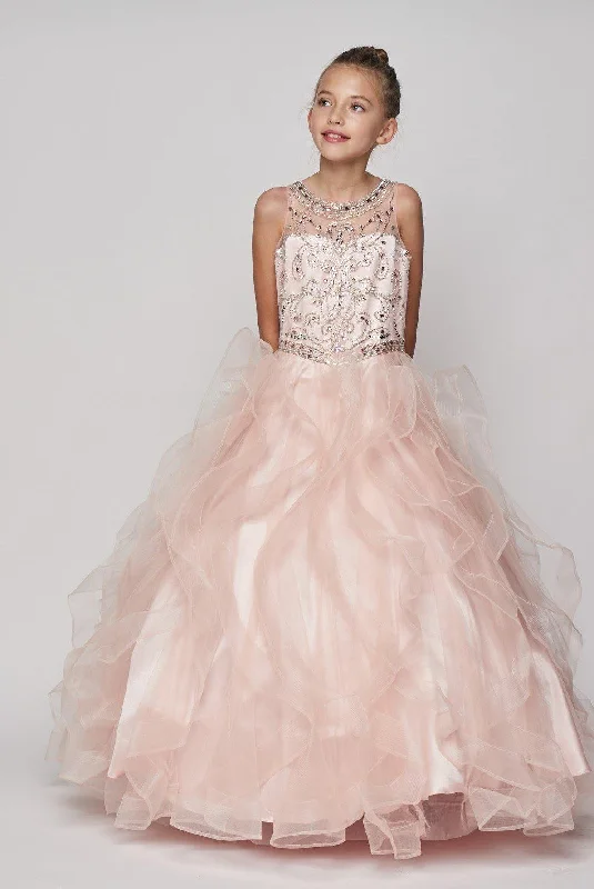 women's bell-sleeved dressesBeaded Layered Organza Gown Flower Girl Dress