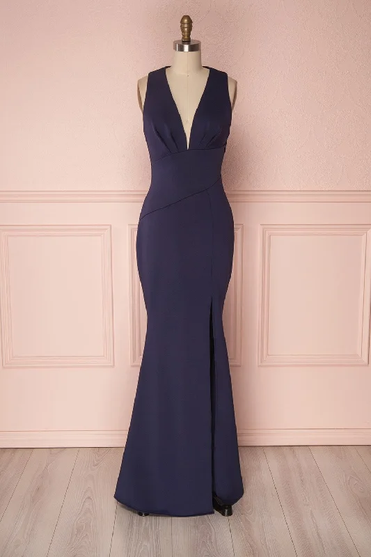 women's versatile dressesCamila Sea | Navy Blue Mermaid Gown