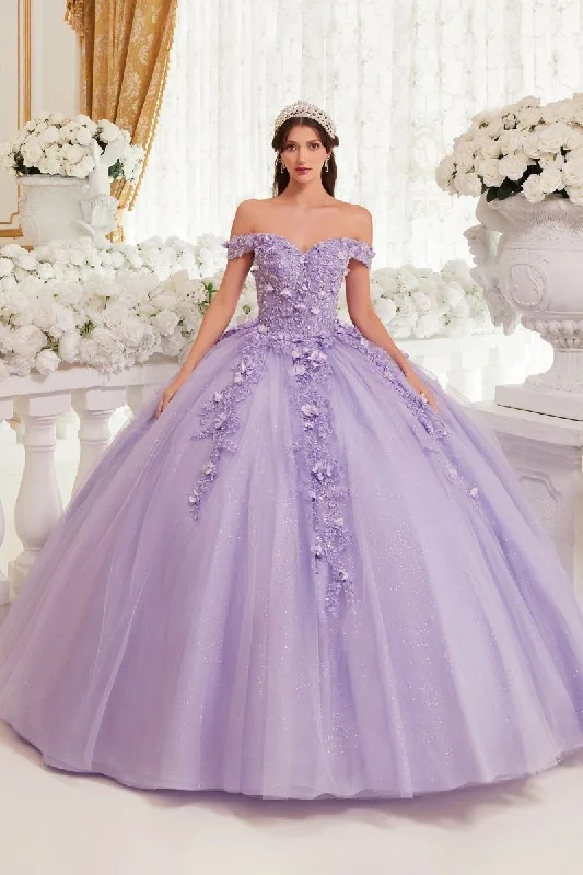 women's casual dressesCinderella Divine 15717 Long Quinceanera Dress Glitter Ball Gown