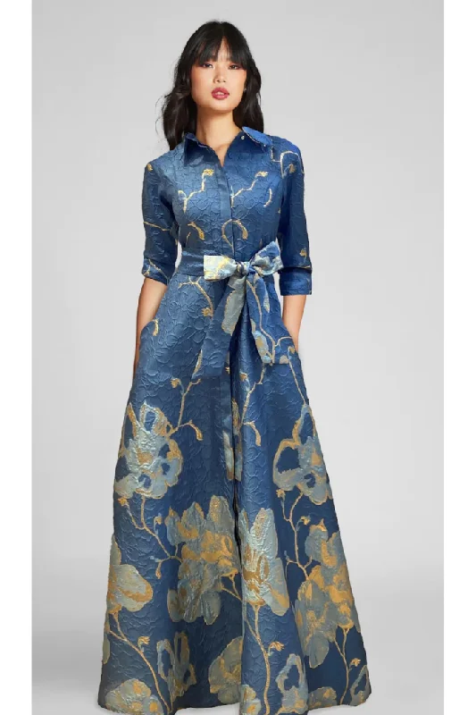 women's wrap dressesJacquard Border Pattern Shirt Gown