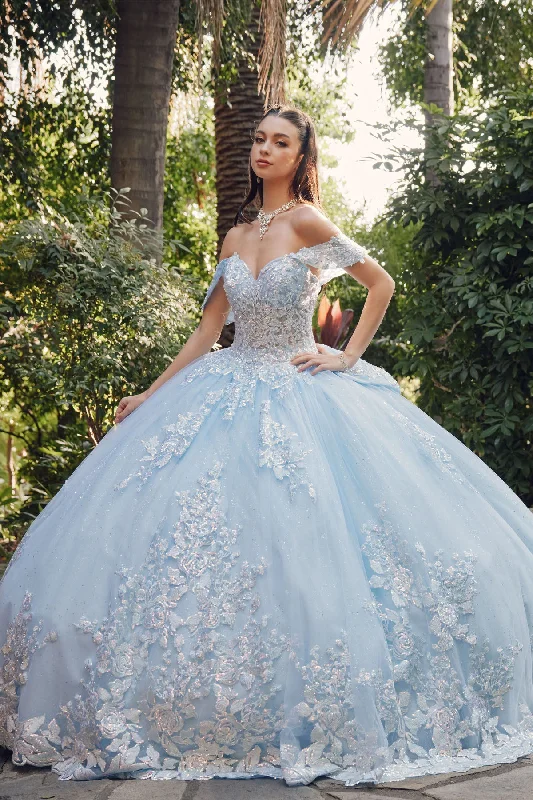 women's bespoke dressesJuliet JT1458J Long Glitter Sweet 16 Quinceanera Ball Gown