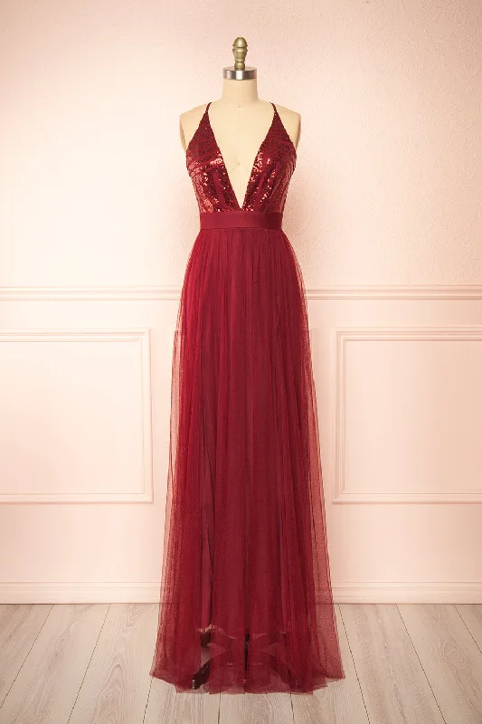 women's glam dressesKaia Burgundy | Sequin Gown