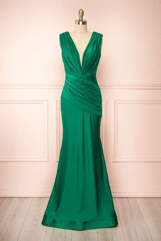 women's retro dressesKaya Green | Draped Mermaid Gown