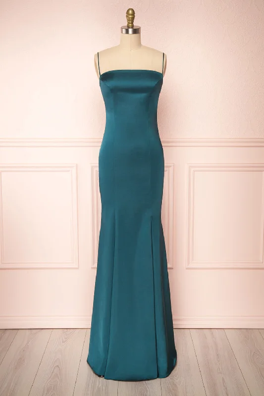 women's A-line dressesNaomie Emerald | Silky Mermaid Gown