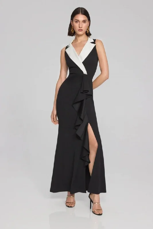 women's minimalist dressesScuba Crepe Tuxedo Style Trumpet Gown