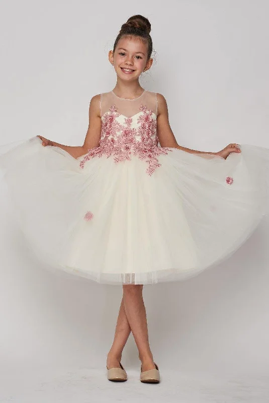 women's off-the-shoulder dressesShort Floral Embellished Gown Flower Girls Dress